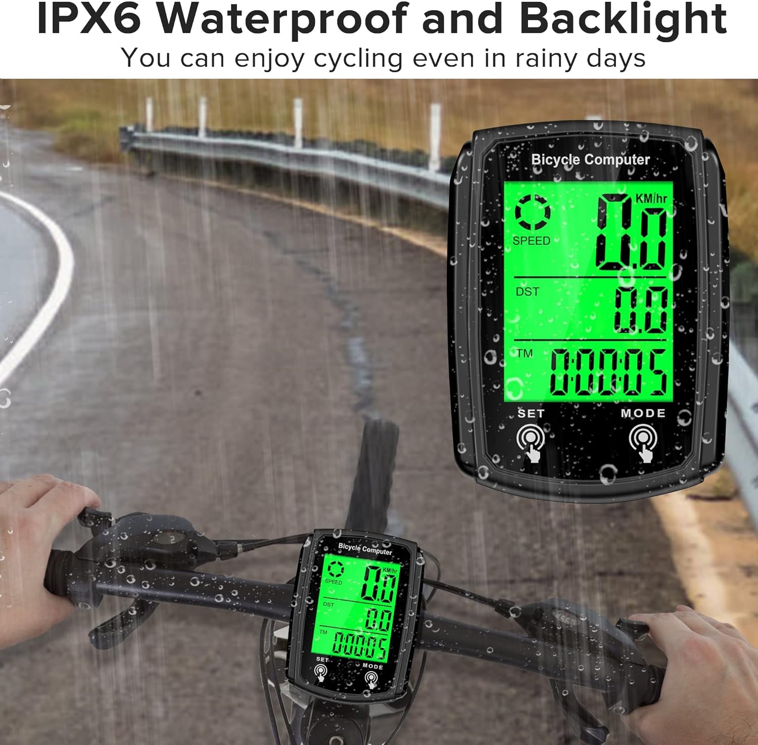 Bike Computer and Bicycle Odometer Wired MPH KM/H Bike Speedometer with Automatic Wake-Up Cycling Speed Tracker LCD Display & Single Mileage & Multi-Functions Accessories