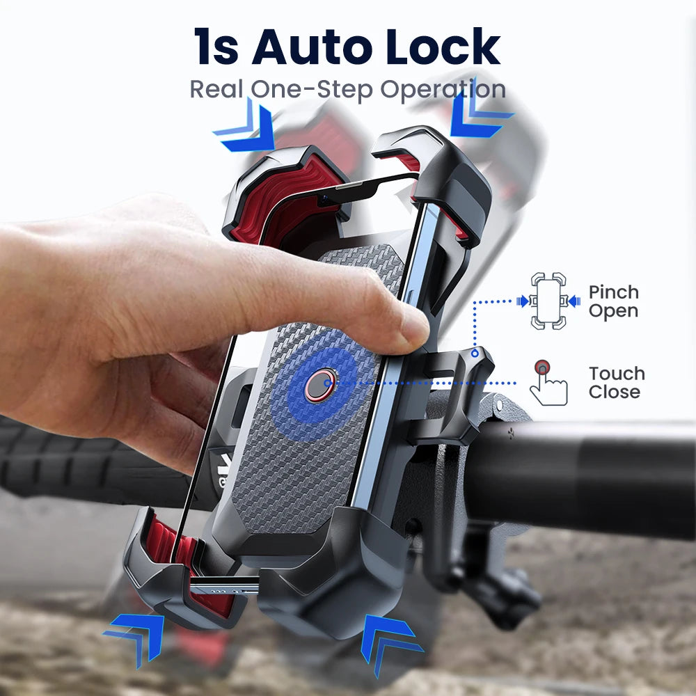 360° View Bike Phone Holder Motorcycle Phone Stand for 4.7-7 Inch Mobile Phone Holder Shockproof Bracket GPS Clip