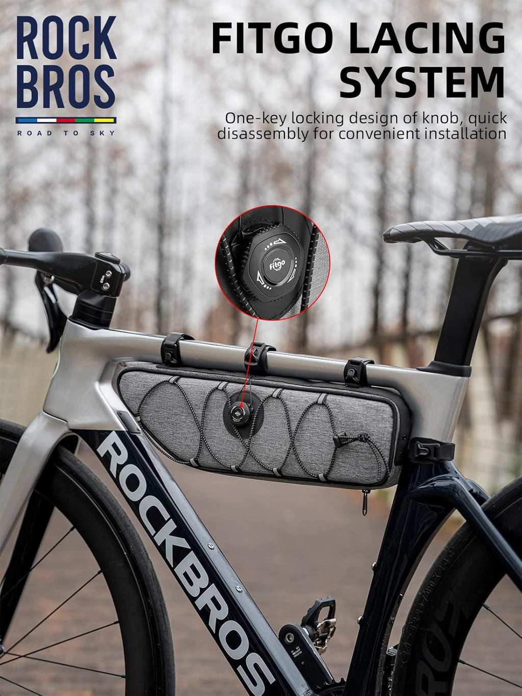 Bike Frame Bag Bike Bag， 2L Waterproof Bike Top Tube Bag， Road to Sky Series Bike Bag Fits Mountain/Road Bikes
