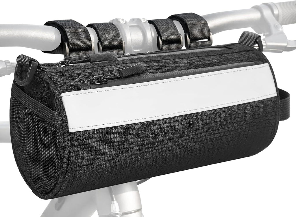 Urban Roll E-Bike Handlebar Bag Waterproof Bicycle Front Bag for Mountain Multiuse Crossbody Hand Bag (Black, Medium)