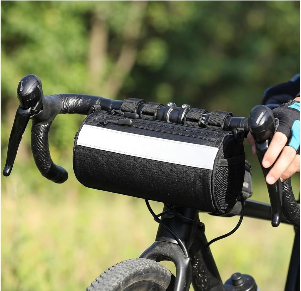 Urban Roll E-Bike Handlebar Bag Waterproof Bicycle Front Bag for Mountain Multiuse Crossbody Hand Bag (Black, Medium)