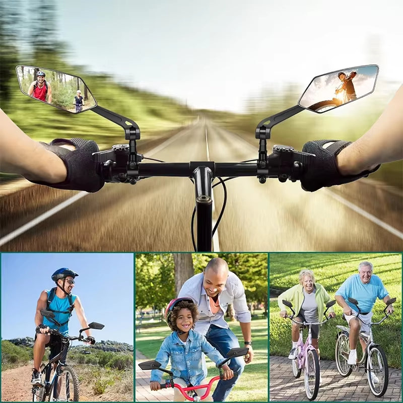Bike Rearview Mirror Reflector Adjustable Rotatable Handlebar Mirror Clear Rearview Electric Scooter Cycling Bicycle Accessories