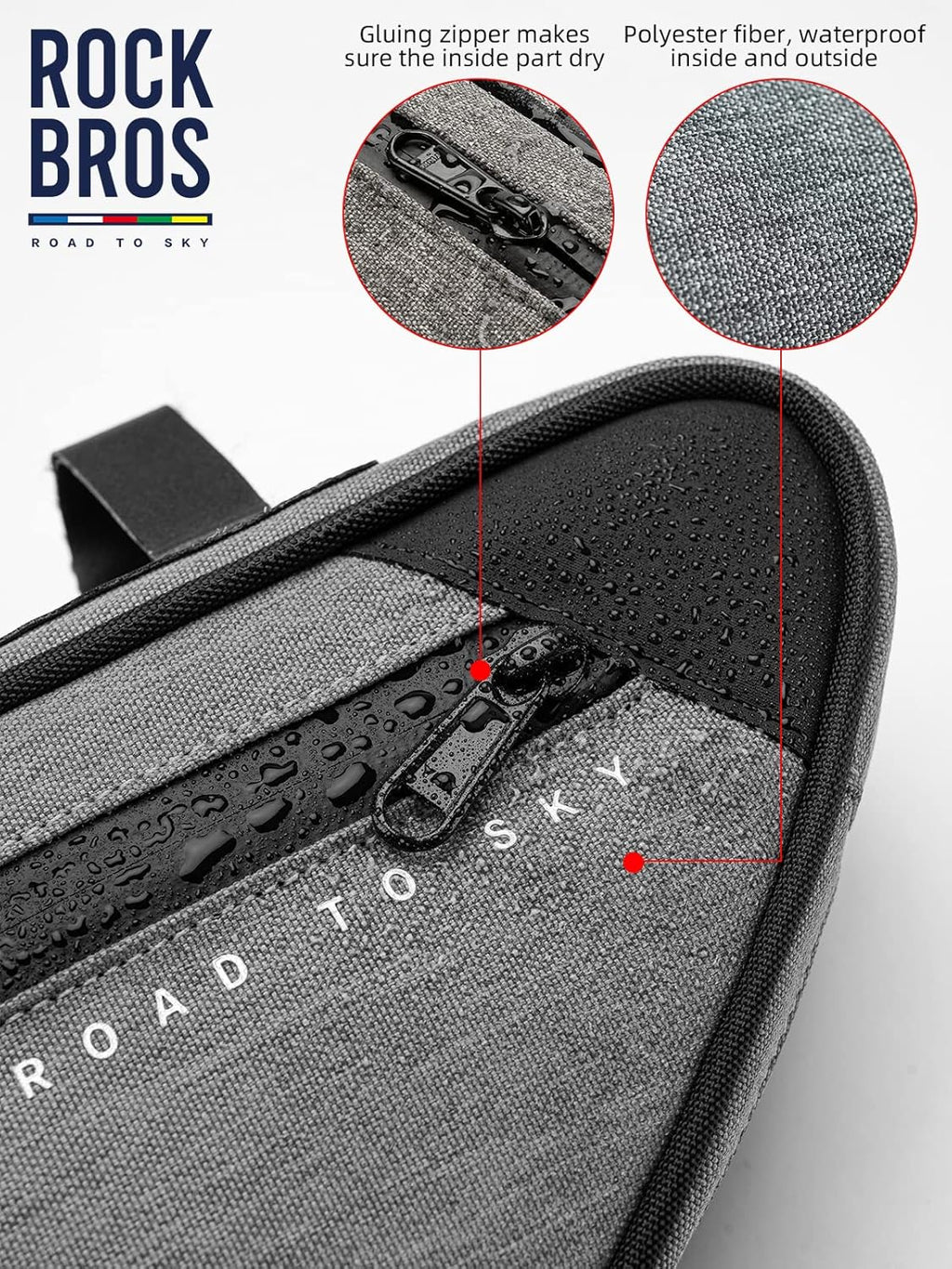 Bike Frame Bag Bike Bag， 2L Waterproof Bike Top Tube Bag， Road to Sky Series Bike Bag Fits Mountain/Road Bikes