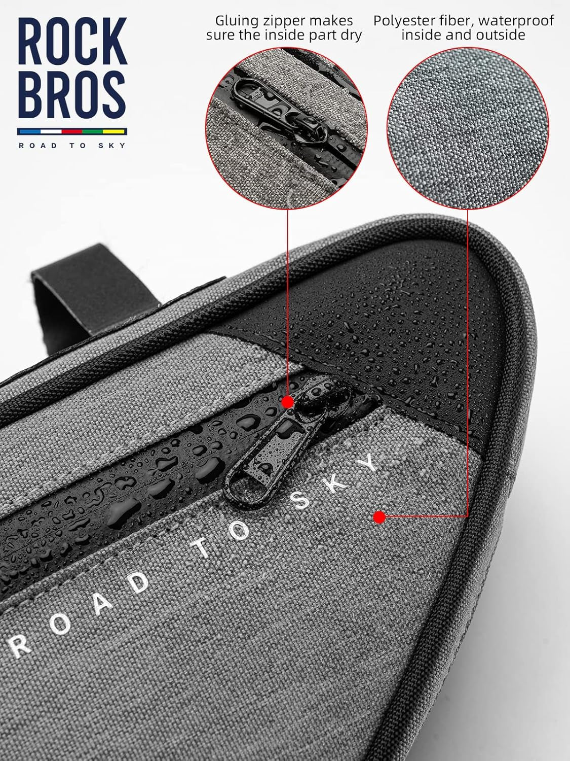 Bike Frame Bag Bike Bag， 2L Waterproof Bike Top Tube Bag， Road to Sky Series Bike Bag Fits Mountain/Road Bikes