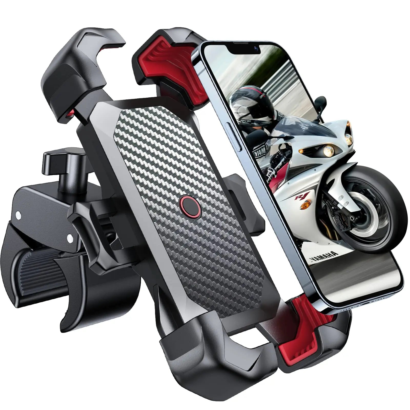 360° View Bike Phone Holder Motorcycle Phone Stand for 4.7-7 Inch Mobile Phone Holder Shockproof Bracket GPS Clip